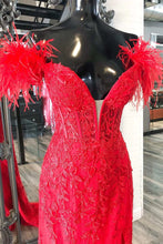 Load image into Gallery viewer, Red Prom Dresses Slit Side with Lace Corset