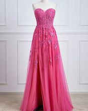 Load image into Gallery viewer, Coral Sweetheart Prom Dresses Fuchsia Floor Length