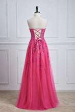 Load image into Gallery viewer, Coral Sweetheart Prom Dresses Fuchsia Floor Length