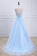 Load image into Gallery viewer, Sky Blue Prom Dresses Tulle with Lace
