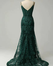 Load image into Gallery viewer, Forest Green Prom Dresses with Lace