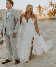 Load image into Gallery viewer, V Neck Wedding Dresses Bridal Gown Slit Side Lace