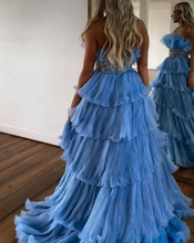 Charger l'image dans la galerie, Dusty Blue Prom Dresses Layers Ruffles