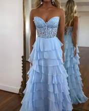 Charger l'image dans la galerie, Sky Blue Prom Dresses with Appliques Sweetheart