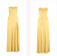 Load image into Gallery viewer, Yellow Prom Dresses Spaghetti Straps Slit Side Floor Length