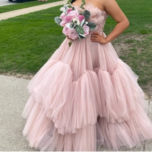 Load image into Gallery viewer, Pink Strapless Princess Dresses Prom Dresses Floor Length