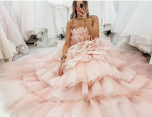Load image into Gallery viewer, Pink Strapless Princess Dresses Prom Dresses Thousands-layers Puffy