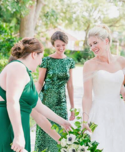 Green Bridesmaid Dresses for Wedding Party Cap Sleeves