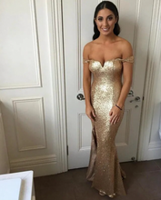 Cargar imagen en el visor de la galería, Off Shoulder Bridesmaid Dresses Sequins Mermaid Long Length