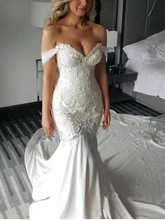 Charger l'image dans la galerie, Off Shoulder Wedding Dresses Bridal Gown with Lace