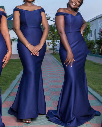 Off Shoulder Bridesmaid Dresses Mermaid with Lace