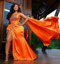 Load image into Gallery viewer, Prom Dresses Slit Side One Shoulder with Watteau
