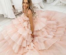 Load image into Gallery viewer, Pink Strapless Princess Dresses Prom Dresses Thousands-layers Puffy