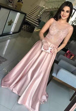Laden Sie das Bild in den Galerie-Viewer, Pink Prom Dresses Evening Gown with Beading Lace