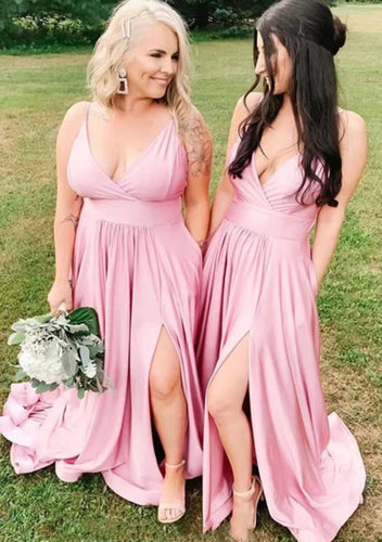 Plus Size Pink Bridesmaid Dresses Spaghetti Straps
