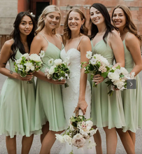 Load image into Gallery viewer, Sage Short Bridesmaid Dresses Straps