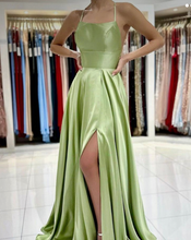 Charger l'image dans la galerie, Olive Green Prom Dresses Slit Side
