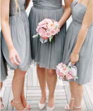 Load image into Gallery viewer, Gray Sweetheart Bridesmaid Dresses Knee Length