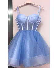 Load image into Gallery viewer, Sparkly Royal Blue Homecoming Dresses Short Prom Gown