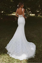 Charger l'image dans la galerie, V Neck Wedding Dresses Bridal Gown Lace Slit Side