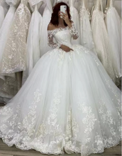 Charger l'image dans la galerie, Off Shoulder Wedding Dresses Bridal Gown with Sleeves Lace