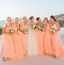 Load image into Gallery viewer, Spaghetti Straps Chiffon Long Bridesmaid Dresses for Wedding