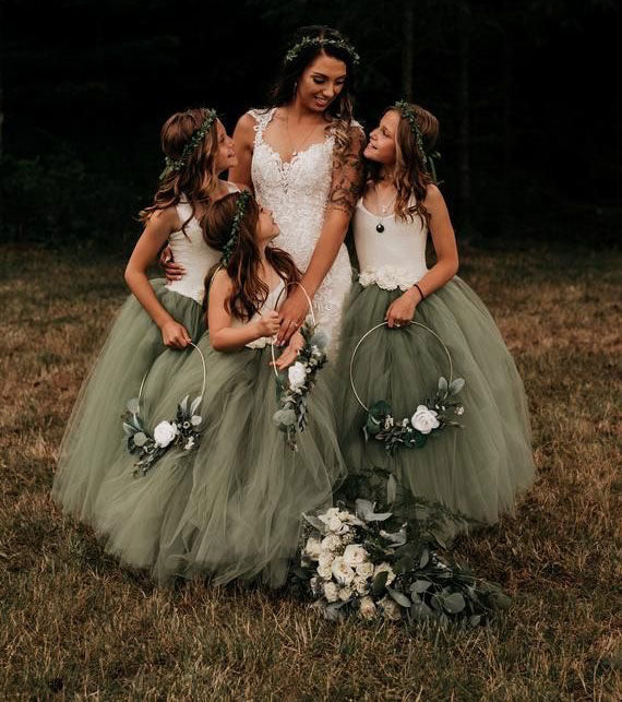 Straps Sage Green Flower Girl Dresses for Wedding Party Straps Sage Green Flower Girl Dresses for Wedding Party