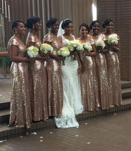 Cargar imagen en el visor de la galería, Sheath Long Bridesmaid Dresses Sequined