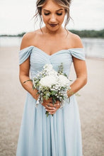 Load image into Gallery viewer, Off the Shoulder Bridesmaid Dresses Chiffon Floor Length Under 100