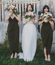 Load image into Gallery viewer, Black Ankle Length Bridesmaid Dresses for Wedding