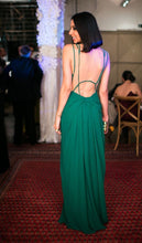 Load image into Gallery viewer, V Neck Green Prom Dresses Chiffon Floor Length