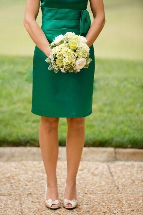 Strapless Green Knee Length Bridesmaid Dresses under 100