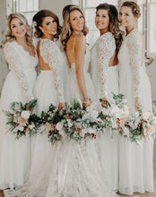 Load image into Gallery viewer, V Neck Long Bridesmaid Dresses with Full Sleeves