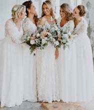 Load image into Gallery viewer, V Neck Long Bridesmaid Dresses with Full Sleeves