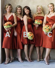 Load image into Gallery viewer, Knee Length Burnt Orange Bridesmaid Dresses