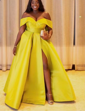 Load image into Gallery viewer, Yellow Plus Size Prom Dresses Off Shoulder