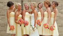 Load image into Gallery viewer, Countryside Sweetheart Yellow Bridesmaid Dresses under 100