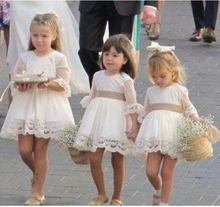 Load image into Gallery viewer, Boho Short  Flower Girl Dresses with Sash