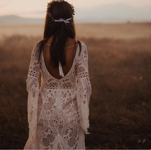 Load image into Gallery viewer, Boho Wedding Dresses Bridal Gown V Neck Lace with Sleeves