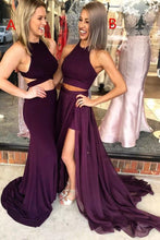 Load image into Gallery viewer, Two Piece Wine Prom Dresses Long Chiffon