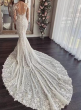 Charger l'image dans la galerie, Mermaid Wedding Dresses Bridal Gown with 3D Flowers Lace