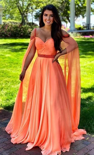 Off Shoulder Prom Dresses Chiffon Waist with Beaded