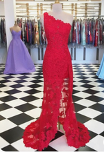 Charger l'image dans la galerie, One Shoulder Slit Prom Dresses Lace