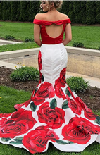 Charger l'image dans la galerie, Two Piece Floral Prom Dresses Mermaid Evening Gown Print