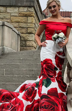 Charger l'image dans la galerie, Two Piece Floral Prom Dresses Mermaid Evening Gown Print