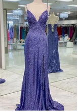 Load image into Gallery viewer, Purple Prom Dresses Lace