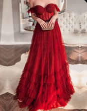 Charger l'image dans la galerie, Off Shoulder Prom Dresses Lace Purple