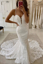 Charger l'image dans la galerie, Lace Spaghetti Straps Sheath Wedding Dresses Bridal Gown