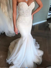 Cargar imagen en el visor de la galería, Sweetheart Wedding Dresses Bridal Gown Mermaid with Appliques Lace