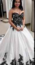 Charger l'image dans la galerie, Sparkly Sweetheart Wedding Dresses Bridal Gown with Black Lace